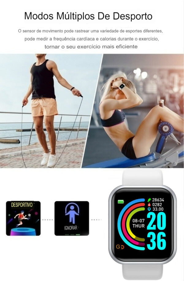 Novo Relógio SmartWatch Inteligente Bluetooth Eco IT 5 - Feminino/ Masculino (rastreador, fitness, pulseira de silicone) - Image 11