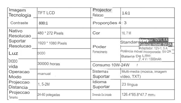 Mini Projetor Portátil - (Festa em casa, Sala de Reuniões, Projetor: LED, LCD, Colorido Completo) - Image 11