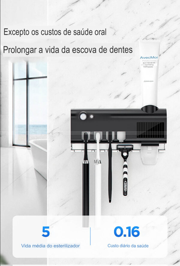 Suporte Escova de Dentes - Portátil com Luz UV (proteção e higiene por completo) - Image 7