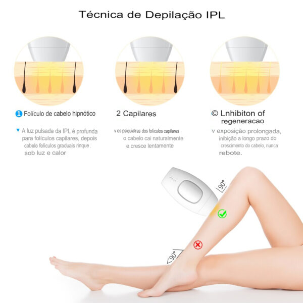 Mini dispositivo Laser - Remoção Permanente de Pelos/ Cabelos (Doméstico 300.000 flashes) - Mulheres e Homens (pelos corporais, sem dor, e congelamento fotônico geral) - Image 21