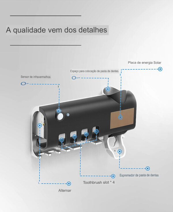 Suporte Escova de Dentes - Portátil com Luz UV (proteção e higiene por completo) - Image 29