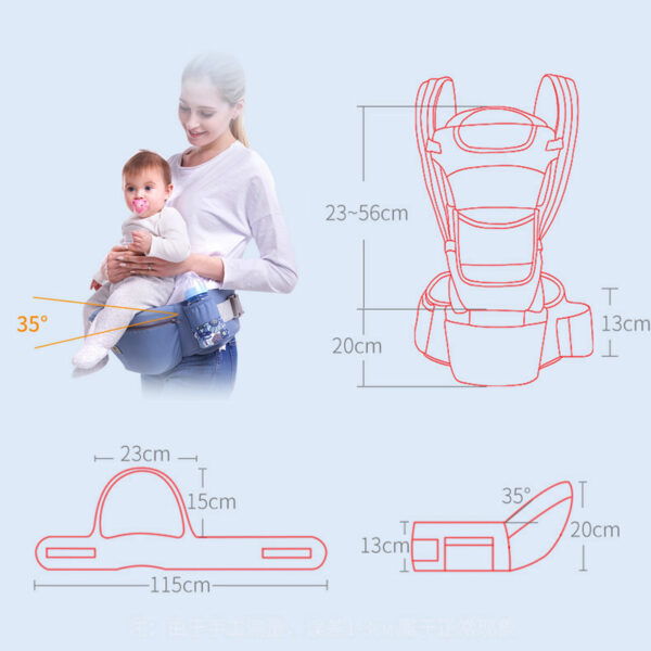 3 em 1 - Super Canguru Envoltório - 15 Formas de Uso - com Banco Apoio Suspenso, Bolsa Espaçosa (Previne: Dores nas Costas, Distribui por Completo Peso do Bebe, Acolchoado, Proteção UVA, Solar, Ventos) - Image 8