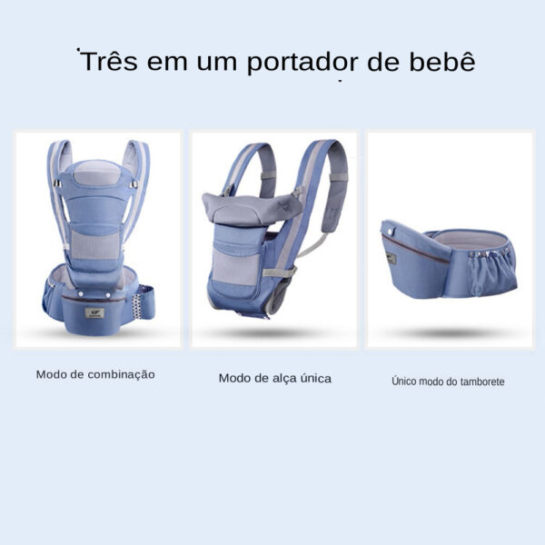 3 em 1 - Super Canguru Envoltório - 15 Formas de Uso - com Banco Apoio Suspenso, Bolsa Espaçosa (Previne: Dores nas Costas, Distribui por Completo Peso do Bebe, Acolchoado, Proteção UVA, Solar, Ventos) - Image 4